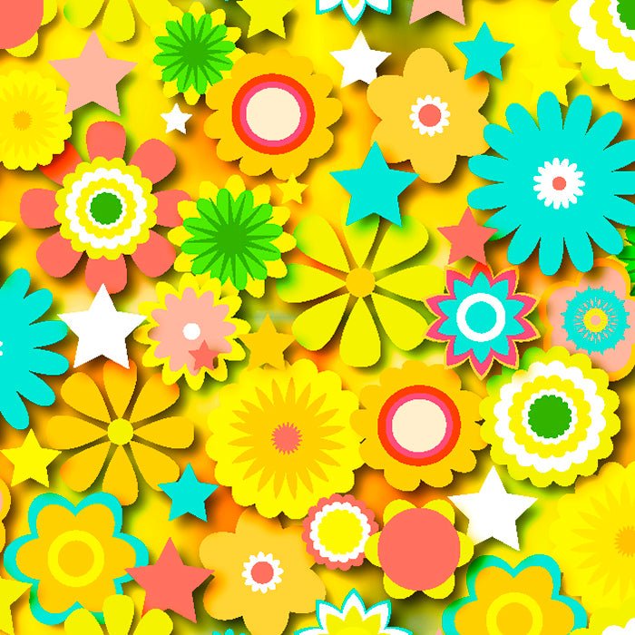 Printed Spandex Flower Stars Floral Star Pattern