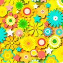 Printed Spandex Flower Stars Floral Star Pattern