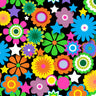 Printed Spandex Flower Stars Floral Star Pattern