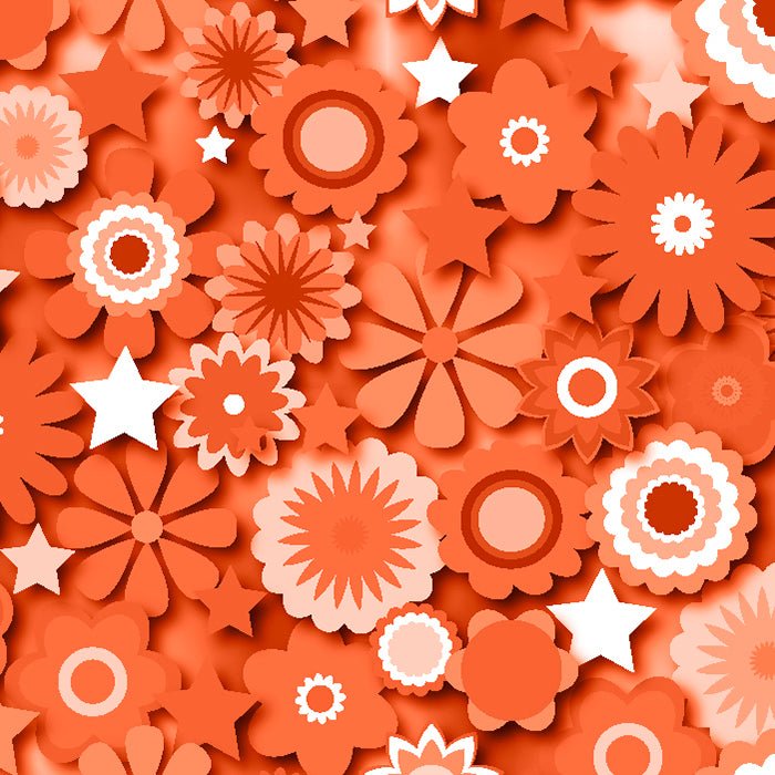 Printed Spandex Flower Stars Floral Star Pattern