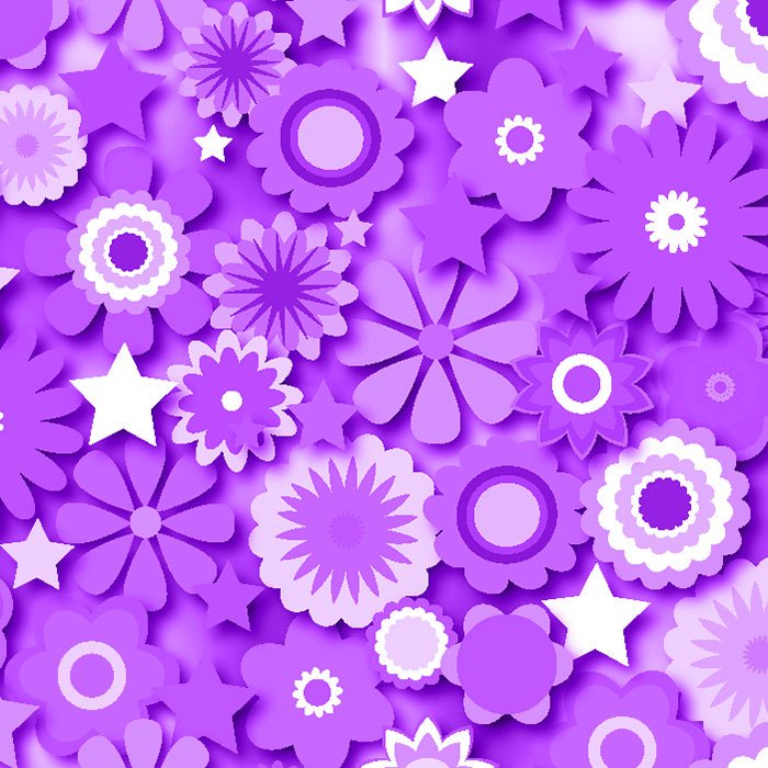 Printed Spandex Flower Stars Floral Star Pattern