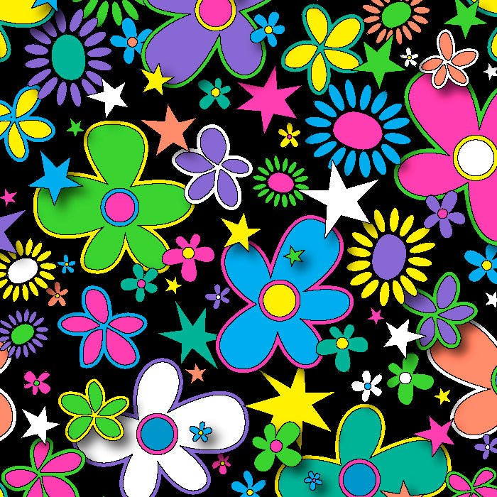 Printed Spandex Flower Stars Floral Star Pattern