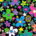 Printed Spandex Flower Stars Floral Star Pattern
