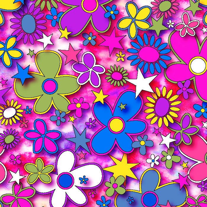Printed Spandex Flower Stars Floral Star Pattern