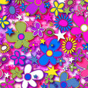 Printed Spandex Flower Stars Floral Star Pattern