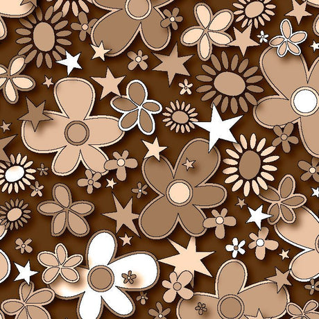 Printed Spandex Flower Stars Floral Star Pattern