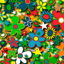Printed Spandex Flower Stars Floral Star Pattern