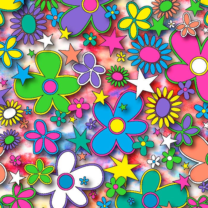 Printed Spandex Flower Stars Floral Star Pattern