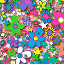 Printed Spandex Flower Stars Floral Star Pattern