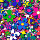 Printed Spandex Flower Stars Floral Star Pattern