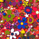 Printed Spandex Flower Stars Floral Star Pattern