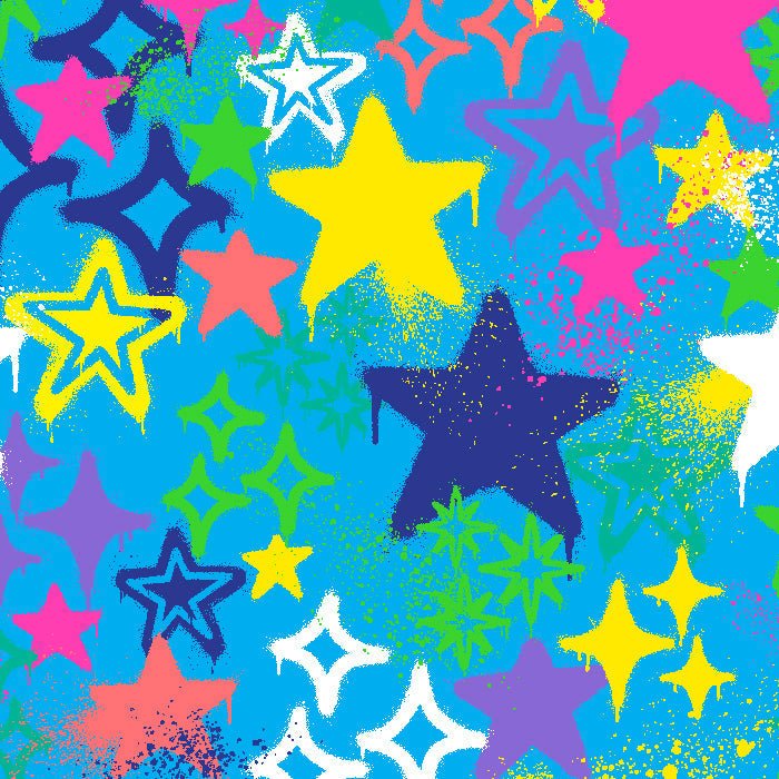 Printed Spandex Graffiti Stars Fabric