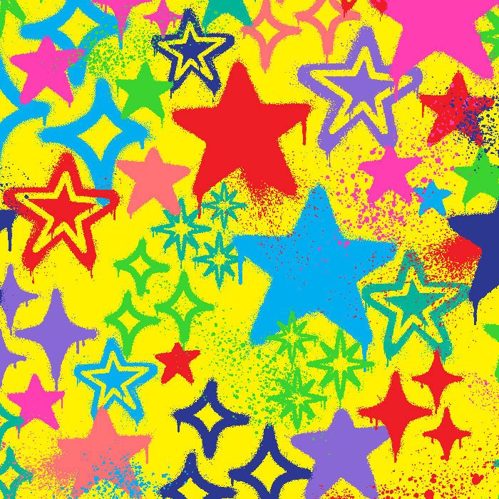 Printed Spandex Graffiti Stars Fabric