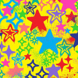 Printed Spandex Graffiti Stars Fabric