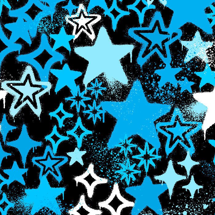 Printed Spandex Graffiti Stars Fabric