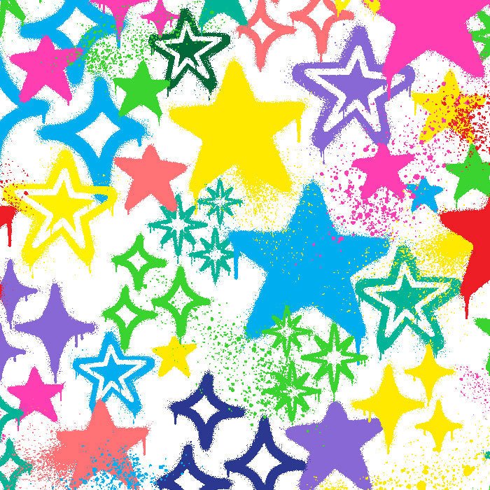Printed Spandex Graffiti Stars Fabric