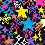 Printed Spandex Graffiti Stars Fabric