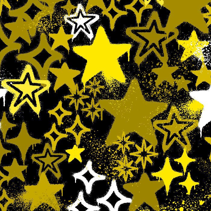 Printed Spandex Graffiti Stars Fabric
