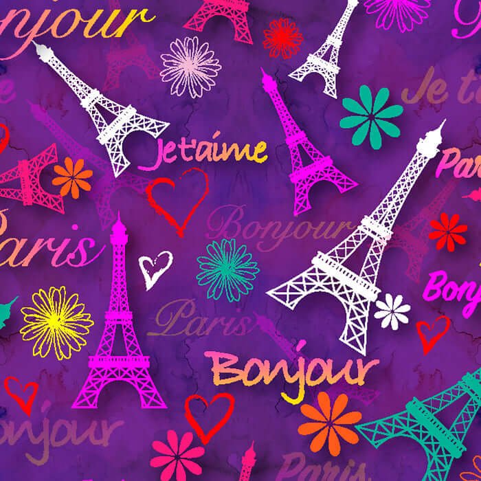 Printed Spandex Eiffel Tower Paris Theme