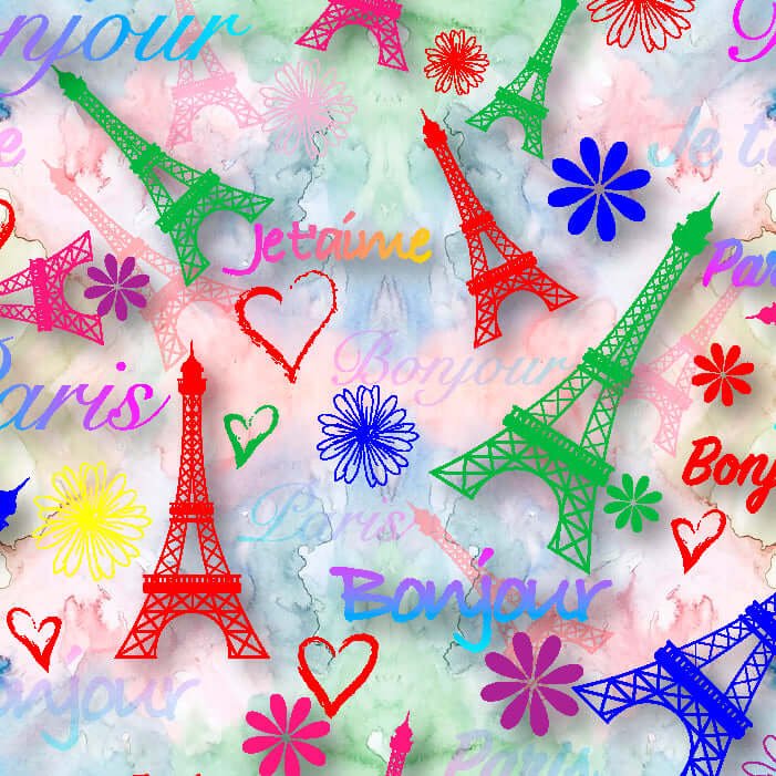 Printed Spandex Eiffel Tower Paris Theme