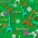 Printed Spandex Eiffel Tower Paris Theme