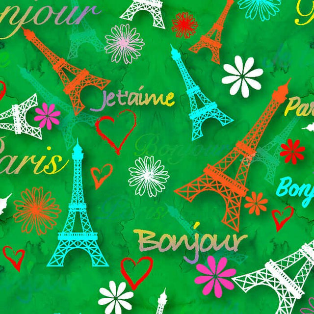 Printed Spandex Eiffel Tower Paris Theme