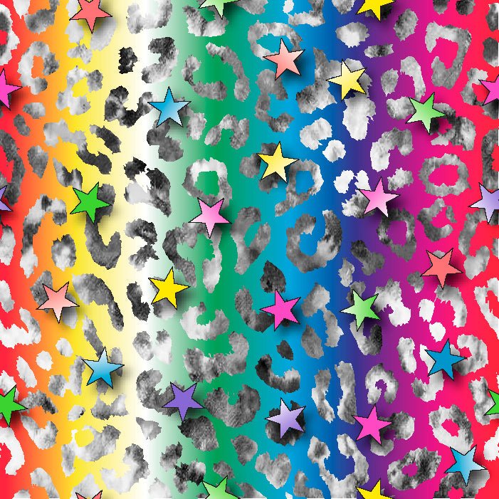 Printed Spandex Rainbow Leopard Fabric