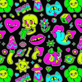 Printed Spandex Neon Icons Fabric