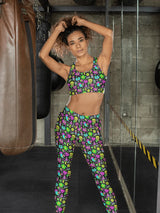 Printed Spandex Neon Icons Fabric