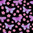Printed Spandex Butterflies and Flowers
