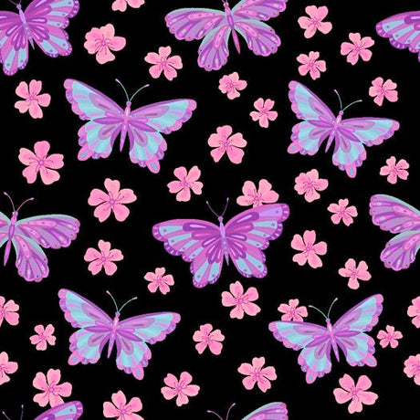 Printed Spandex Butterflies and Flowers