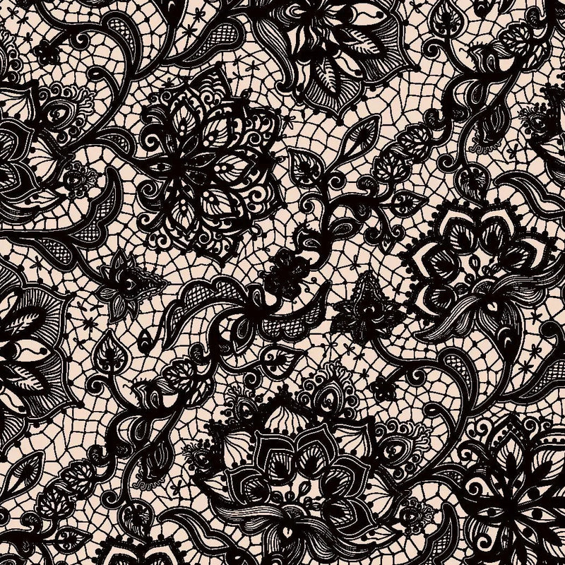 Printed Spandex Lace Flower Brown