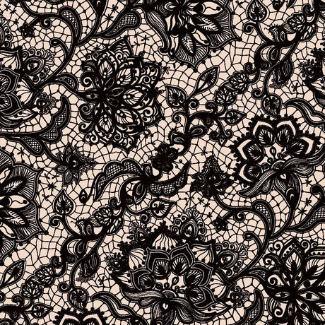 Printed Spandex Lace Flower Brown