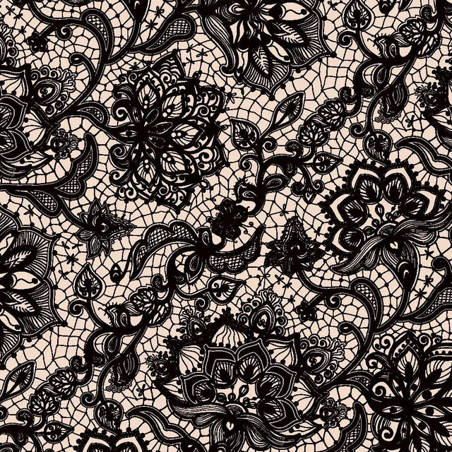 Printed Spandex Lace Flower Brown