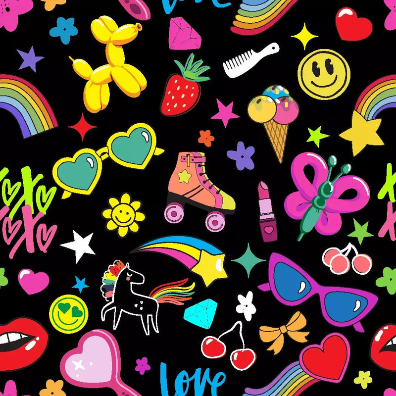 Printed Spandex Fabric XOXO Multicolor