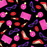 Printed Spandex Fabric Luxury Stuff Black