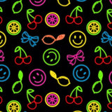 Printed Spandex Neon Things Black