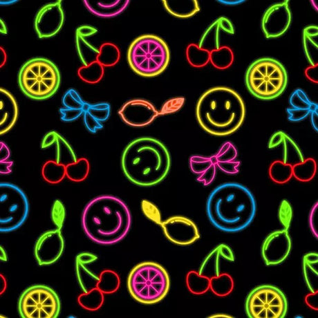 Printed Spandex Neon Things Black