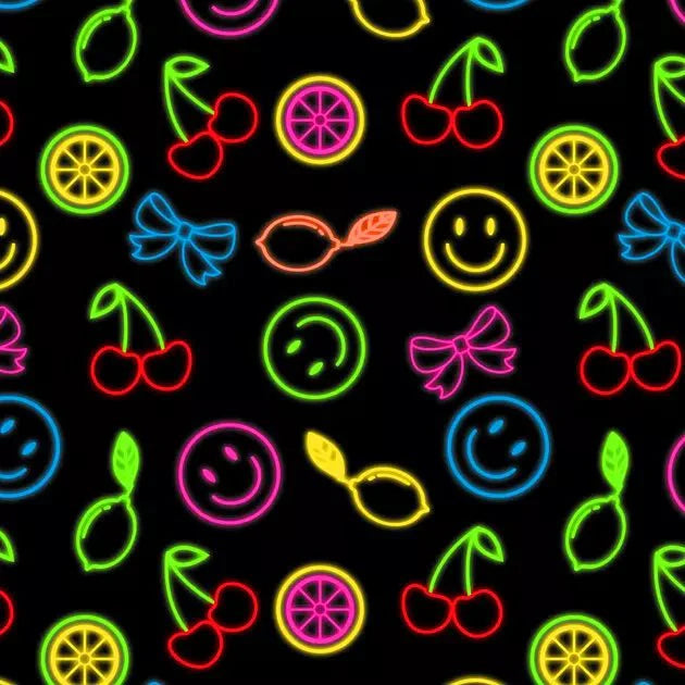 Printed Spandex Neon Things Black