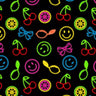 Printed Spandex Neon Things Black