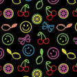 Printed Spandex Neon Things Black