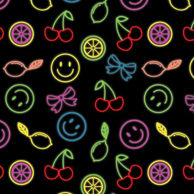 Printed Spandex Neon Things Black