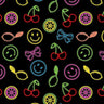 Printed Spandex Neon Things Black