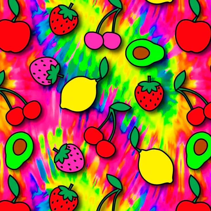 Tie Dye Fruits Printed Spandex Fabric