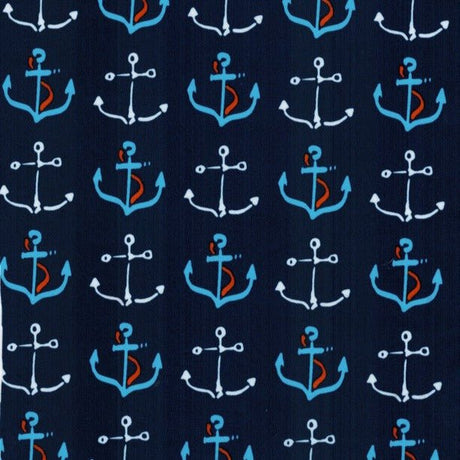Printed Spandex Anchor Nautical Activewear Fabric