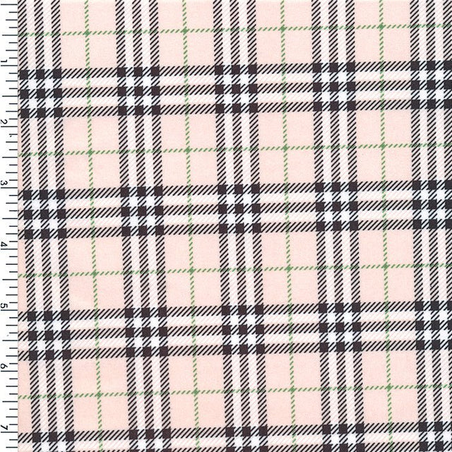 Poly Spandex Tricot Tan Plaid