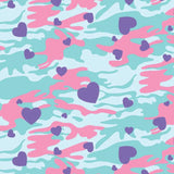 Printed Spandex Camo Hearts Fabric