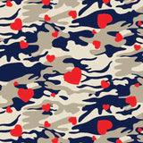 Printed Spandex Camo Hearts Fabric