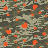 Printed Spandex Camo Hearts Fabric