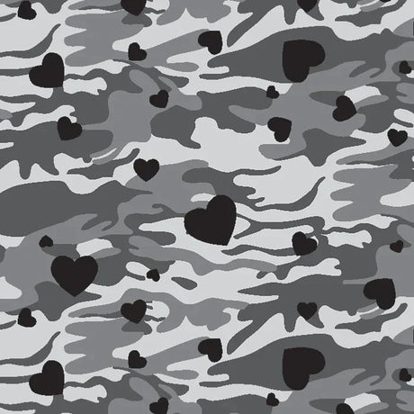 Printed Spandex Camo Hearts Fabric